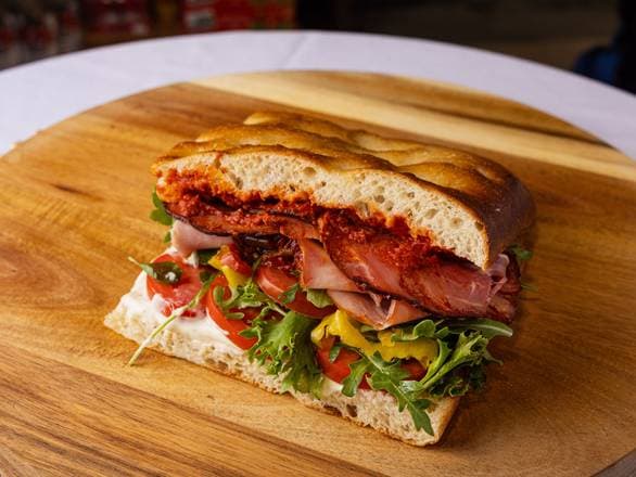 Inferno (Calabrese Salami) sandwich on Focabari bread