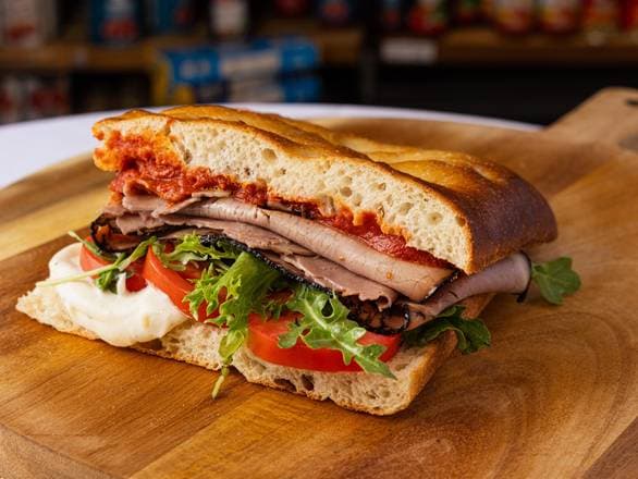 Manzo (Roast Beef) sandwich on Focabari bread